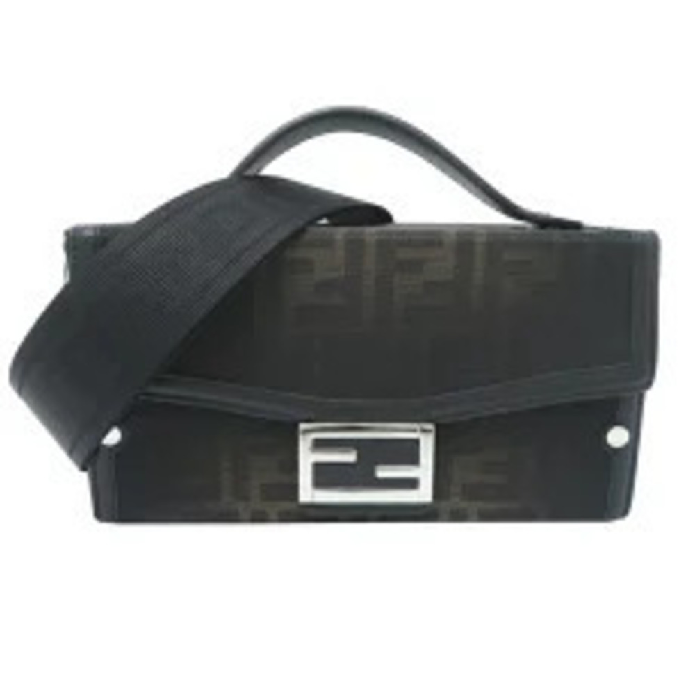 Fendi Soft Trunk Bucket Shoulder Bag Canvas Black